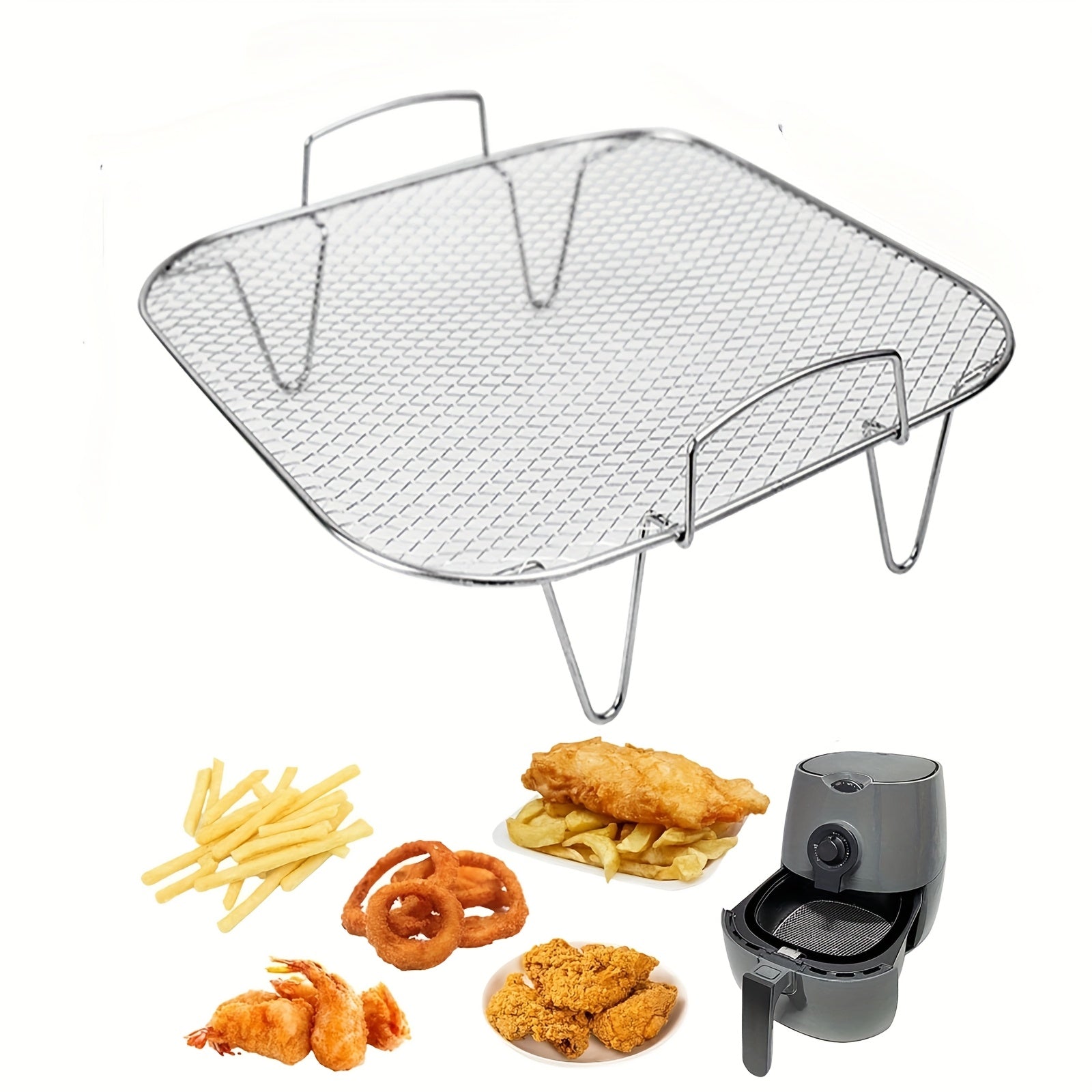 1/2 piezas, soporte de freidora de aire de acero inoxidable, accesorios de freidora de aire para barbacoa, soporte de horneado de microondas, accesorio de cocina