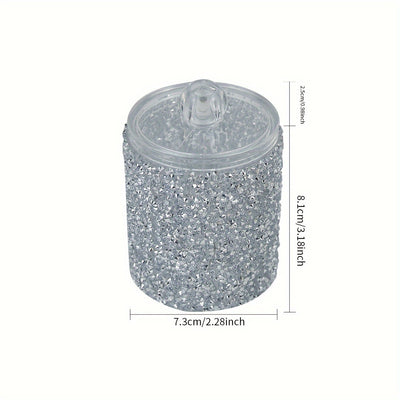 Tarro de Almacenamiento y Organización de 1 pieza con Incrustaciones de Diamantes para Muebles, Cocina, Baño, Belleza, Palillos de Dientes, Alfombrilla Redonda para Maquillaje, Cubierta para Mesa de Tocador, Caja Antipolvo Organizador