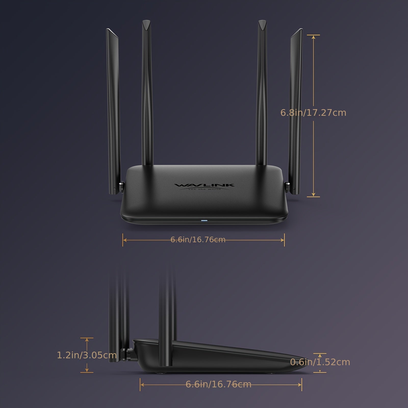 Enrutador inalámbrico WAVLINK AC1200 de doble banda (2.4GHz + 5GHz), enrutador WiFi Gigabit para hogar y juegos, 1 puerto WAN 10/100/1000Mbps, 2 puertos LAN 10/100/1000Mbps, compatible con MU-MIMO, formación de haz y LNA+PA, IPv6