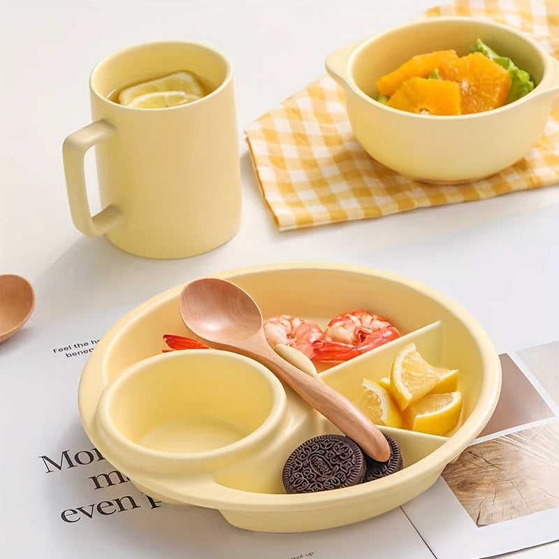 1 pza., Plato de comida dividido de plástico redondo innovador, colores aleatorios - Libre de BPA, apto para lavavajillas