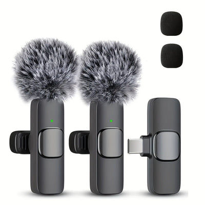 Micrófono Lavalier Inalámbrico Kouzone - Cancelación de ruido, batería de larga duración, USB Tipo C, ideal para streaming y videoconferencias, equipo de audio profesional | Comunicación sin ruido | Construcción duradera