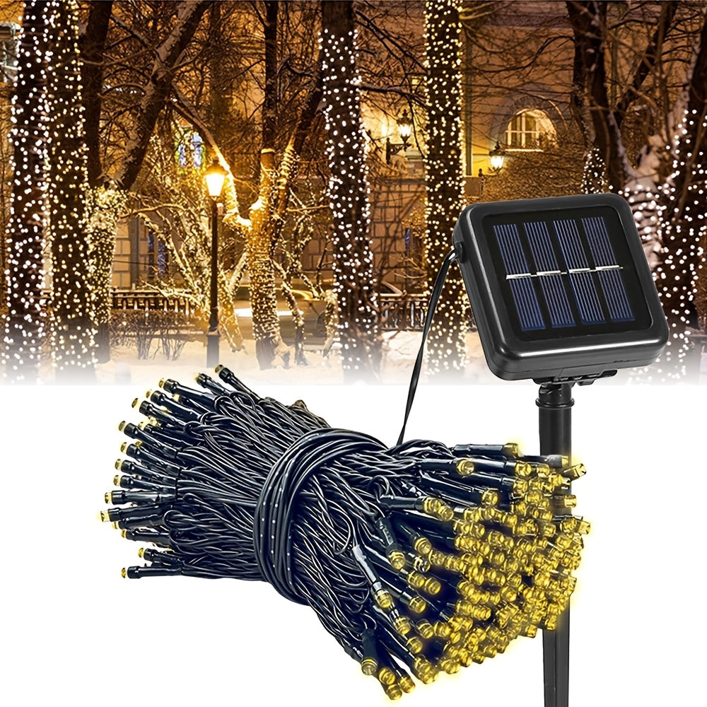 Luces LED solares tipo hadas, 8 modos de iluminación, tira de luces parpadeantes para exteriores, ideal para jardín, patio, terraza, balcón, camping, fiestas, bodas, árbol de Navidad, decoración navideña y para eventos musicales al aire libre