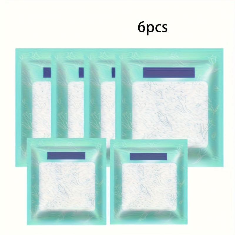 6/12 piezas de bolsas absorbentes de humedad con etiqueta azul - Adecuadas para armarios, dormitorios, residencias universitarias y almacenamiento de coches. Estos deshumidificadores plásticos reutilizables no requieren energía, controlan olores y son es