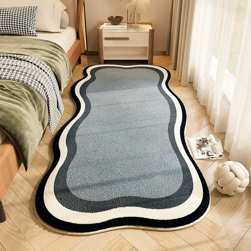 Alfombra de felpa imitación cachemira de 10 mm de grosor - Diseño irregular en tira larga, suave y esponjosa para dormitorio, pasillo y vestidor, múltiples colores, solo lavado a mano, decoración moderna para el hogar, tapetes para habitación