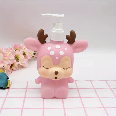 Botella dispensadora de bomba de dibujos animados, plástico, independiente, no eléctrica, para guardería, niños, ducha de baño.