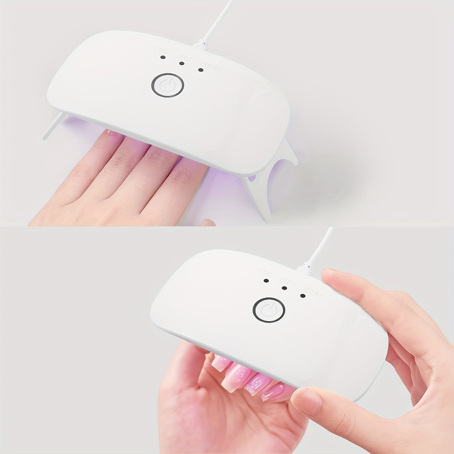 Lámpara LED portátil para uñas de gel - 12W de alta potencia, 8 cuentas, 3 temporizadores (60s_90s 150s), para curar arte de uñas de gel, belleza y cuidado personal, lámpara mini portátil, alimentada por USB, sin adaptador de alimentación incluido, lámpa