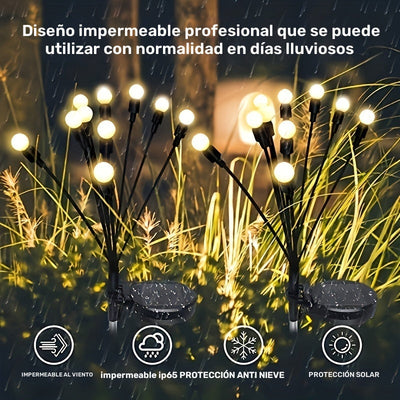 1 pza./2pza.s 8 luces solares, luces de luciérnagas solares, para camino de jardín al aire libre, césped, decoración, para decoración de Halloween Navidad Año Nuevo Ramadán