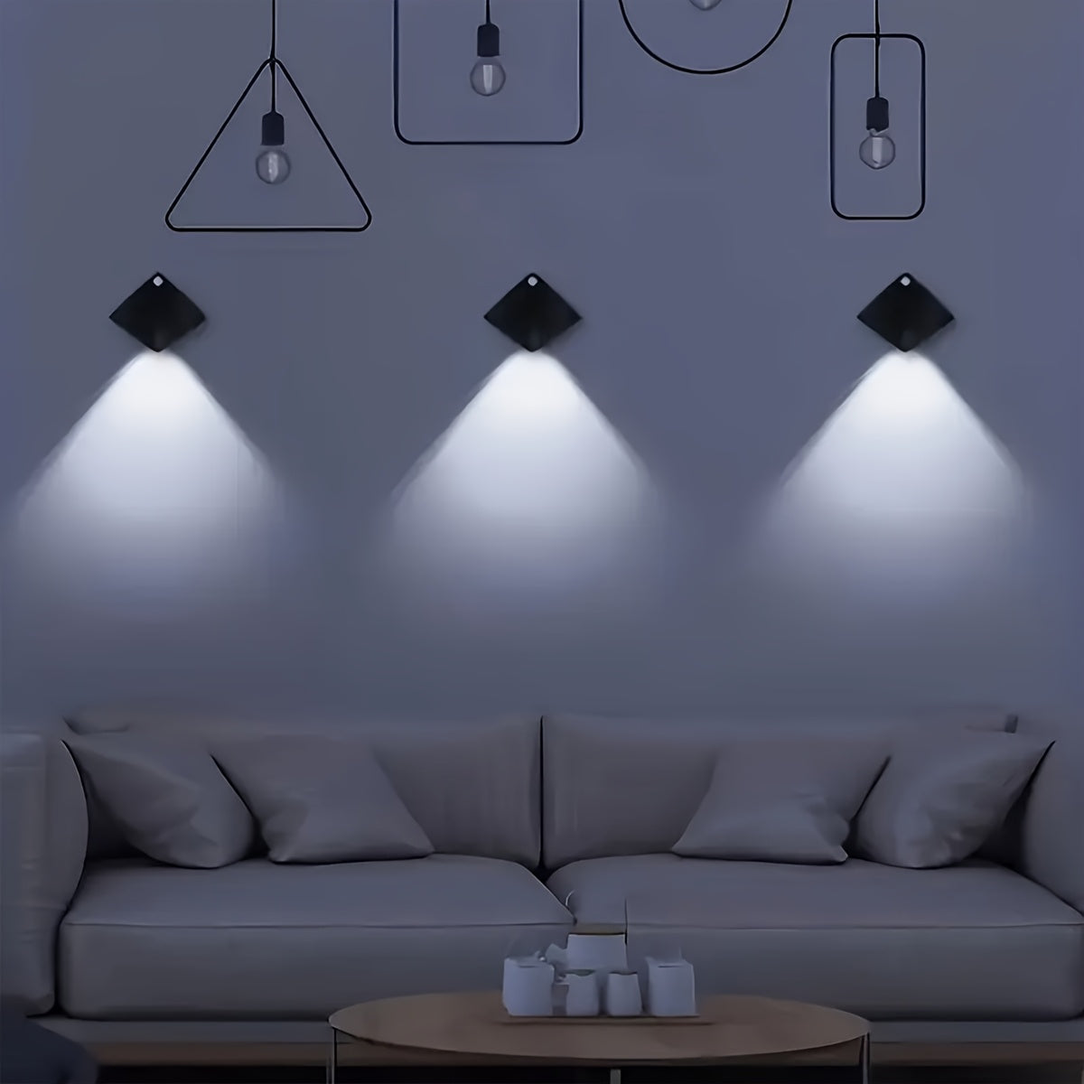 1/2 piezas de luz LED con sensor deportivo para pared - Lámpara decorativa nocturna en forma de pez diablo. Luz inteligente con batería, pantalla de acrílico, ideal para dormitorio, pasillo, escaleras y decoración de hotel (pilas no incluidas)