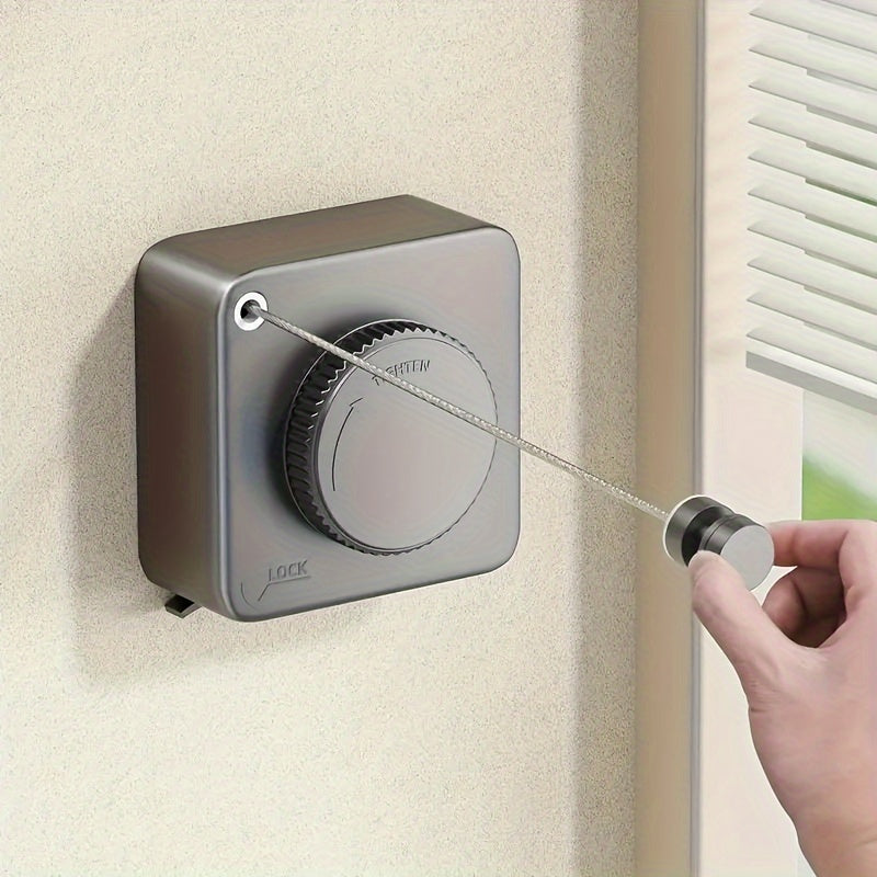 1 unidad de tendedero retráctil LDQ resistente: 4.6 metros de largo, acero inoxidable, para montar en pared, no se afloja, ideal para uso en interiores y exteriores, color gris, soportes para secar ropa