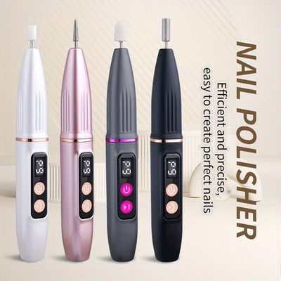Kit de Taladro Eléctrico para Uñas Recargable USB - Cortaúñas Portátil y Pulidor, Incluye Limas y Empujadores Keratinum, Ideal para Uso en Salones o Hogar, Herramientas para Corte y Pulido de Uñas
