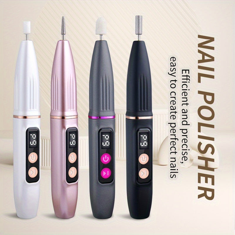 Kit de Taladro Eléctrico para Uñas Recargable USB - Cortaúñas Portátil y Pulidor, Incluye Limas y Empujadores Keratinum, Ideal para Uso en Salones o Hogar, Herramientas para Corte y Pulido de Uñas