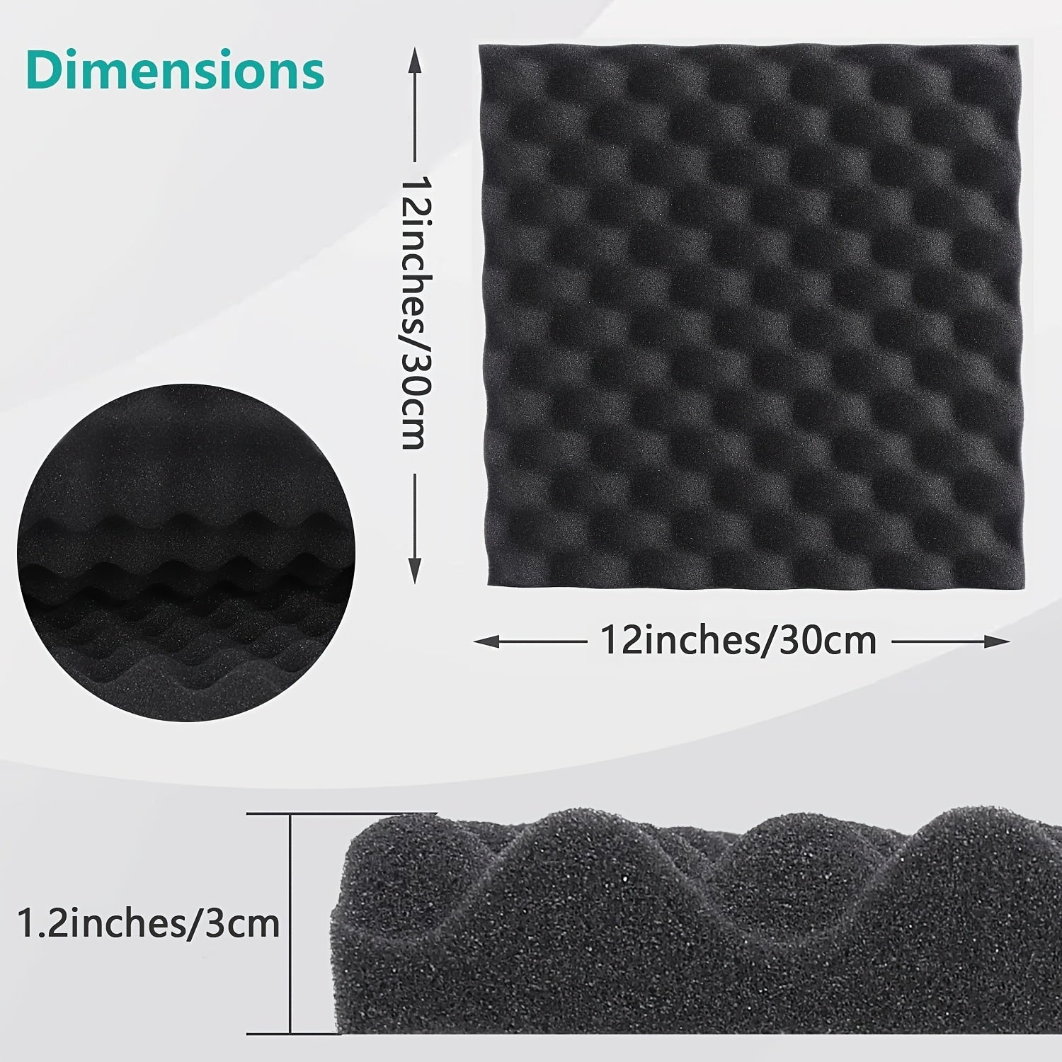 40pcs Paneles de Espuma de Alta Densidad Negros para Insonorización 30x30x3cm, Tableros Acústicos Retardantes de Llama para Estudios de Grabación, Salas de Conferencias, Estudios de Música, Estudios de Danza, Salas de Podcast, Salas de Juegos, Cines en C