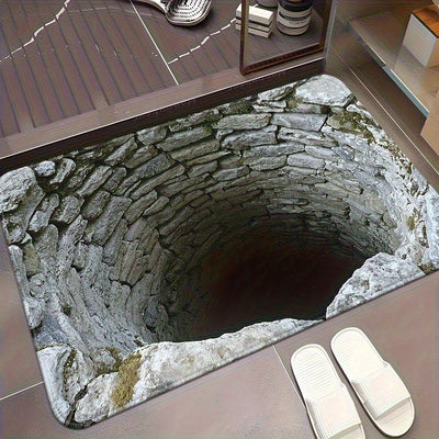 1pc de felpudo con diseño de ilusión óptica abismo infinito, ideal para baños, dormitorios, entradas de salón, camping y picnics | Diseño visual | Alfombrillas para hogar y baño