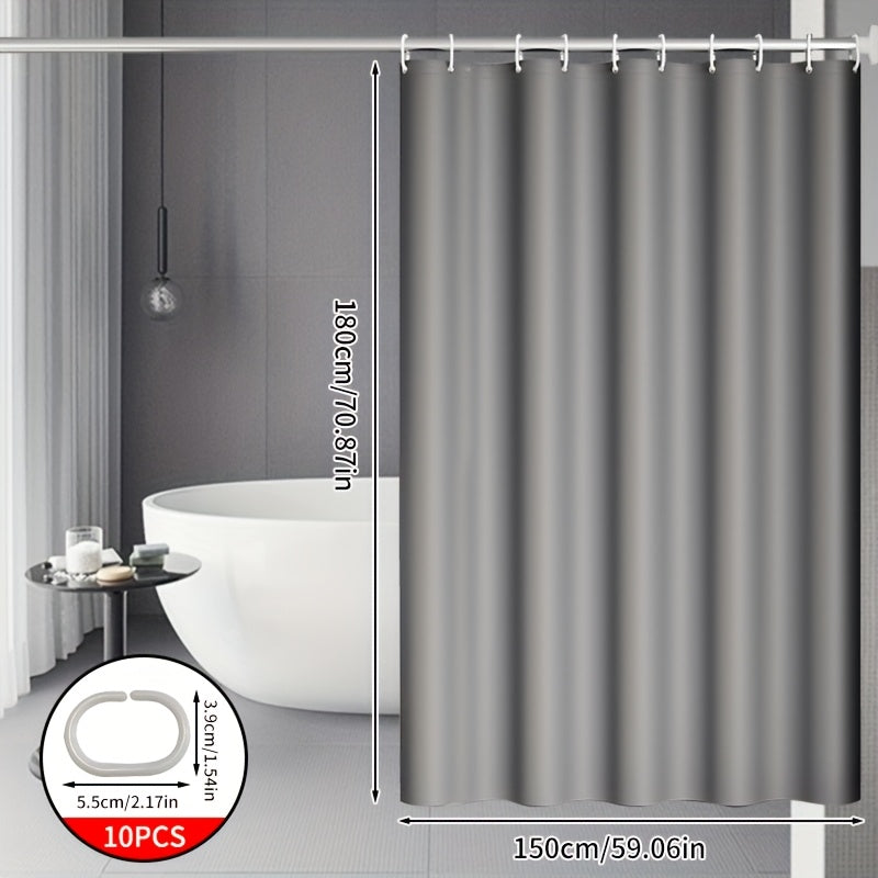 Conjunto de cortinas de ducha decorativas de color gris puro, cortina de ducha de alta gama y elegante, cortina de puerta de partición de baño, cubierta de ducha, cortina de ducha de partición de baño.