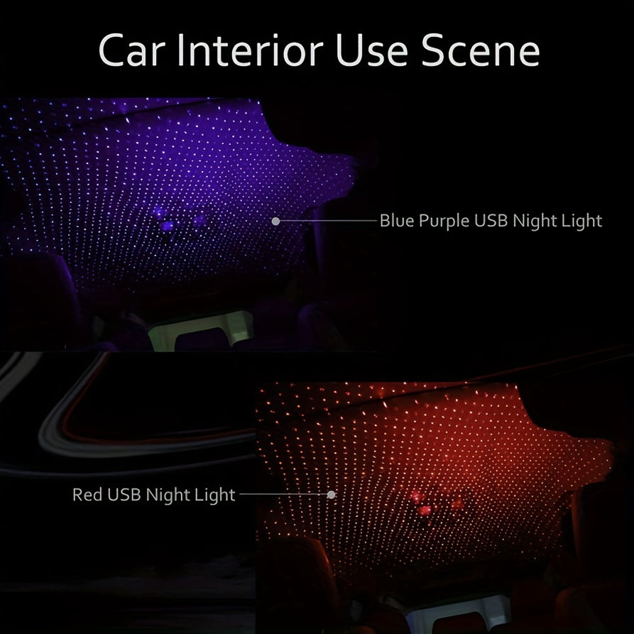 1pc Proyector De Estrellas Luz Nocturna, Luces De Atmósfera De Techo De Coche USB, Luces Interiores Románticas Ajustables Portátiles De Coche, Decoraciones De Luz Nocturna USB Portátiles Para Coche, Techo, Dormitorio