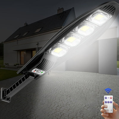 Lámpara solar LED para exteriores con sensor de movimiento ANKRIYUL, luz de seguridad COB para jardín, garaje, patio y área trasera, incluye control remoto