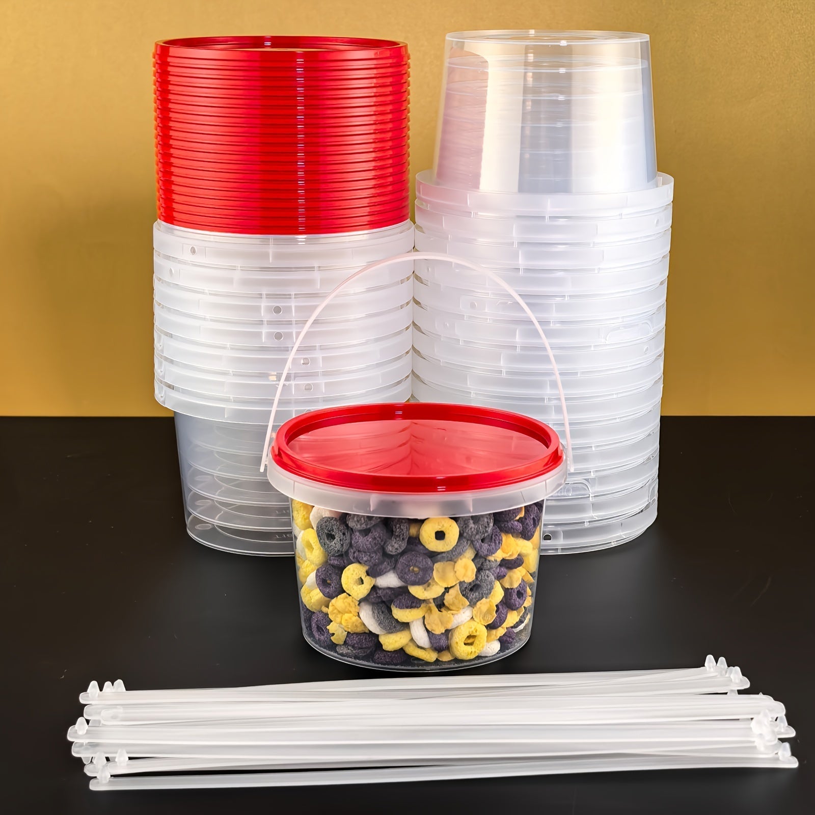 10 piezas de recipientes redondos de plástico de 16 oz con tapa, herméticos, aptos para microondas, cierre con broche, lavado a mano, multiusos, para fiestas, viajes, almacenamiento de alimentos, galletas, nueces, frutas, helado, postres