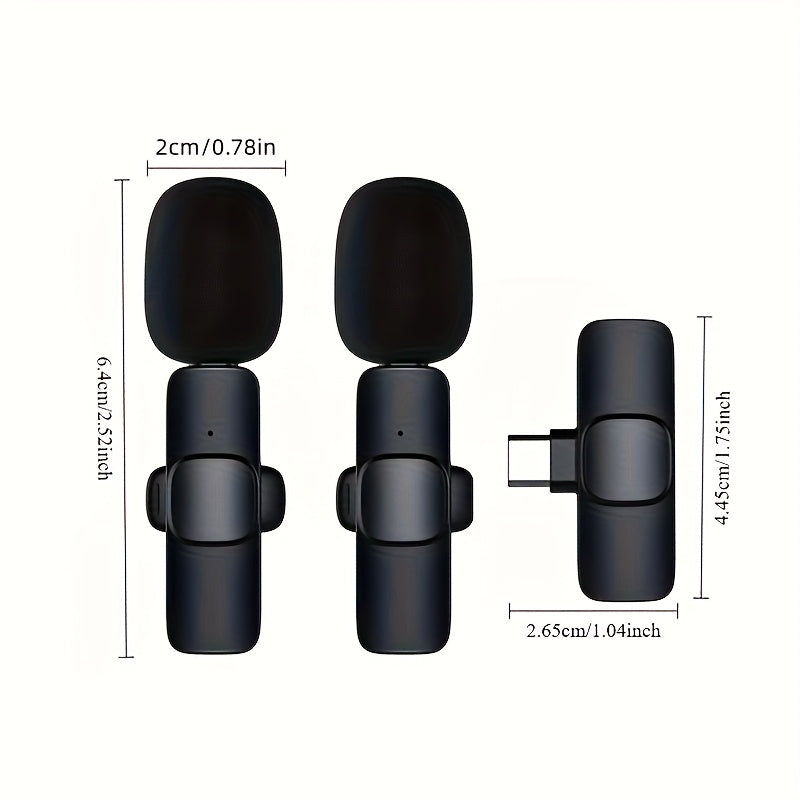 Micrófono inalámbrico profesional con clip| Micrófono lavalier| Conector USB Type-C| Reducción de ruido| Plug&Play| Ideal para vlogs, transmisión en vivo, entrevistas| Compatible con teléfonos inteligentes y portátiles, fácil de usar y transportar| Micró