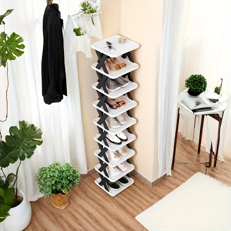 Zapatero alto y estrecho, organizador de zapatos para entrada, zapatero sólido ahorrador de espacio, ideal para armarios, puertas, garajes, salones, nuevo zapatero pequeño y delgado para entradas, gabinete de zapatos sencillo para hogar
