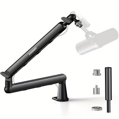 Soporte de Micrófono Ajustable para Escritorio Aokeo AK-55 con Almacenamiento de Cables - Construcción en Aleación Resistente, Negro, Compatible con Blue Yeti, Snowball iCE, HyperX QuadCast, SoloCast, Elgato Wave y Accesorios de Estudio | Base Profesiona