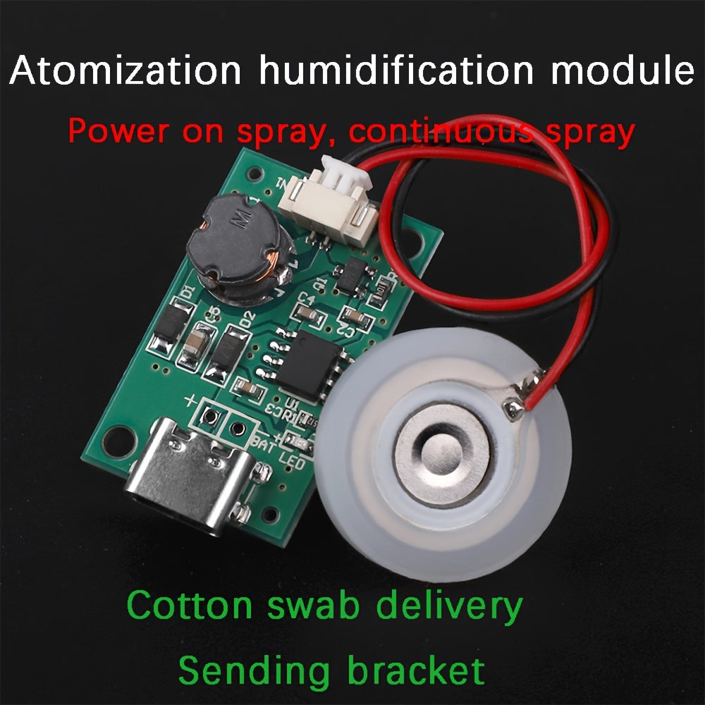 Módulo de atomización USB 5V 300mA 1.5-2W, boquilla simple Tipo-C, placa de circuito para humidificador DIY, material plástico, voltaje de operación ≤36V, accesorio electrónico sin interruptor