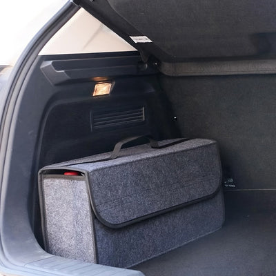 Organizador de Maletero Oxford de Alta Capacidad con Bolsa Modelo - Caja Plegable, 50x19x9cm, Organizador Interior para SUVs, Sedanes y Camionetas en Gris
