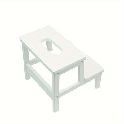 Taburete multifuncional de madera maciza blanco