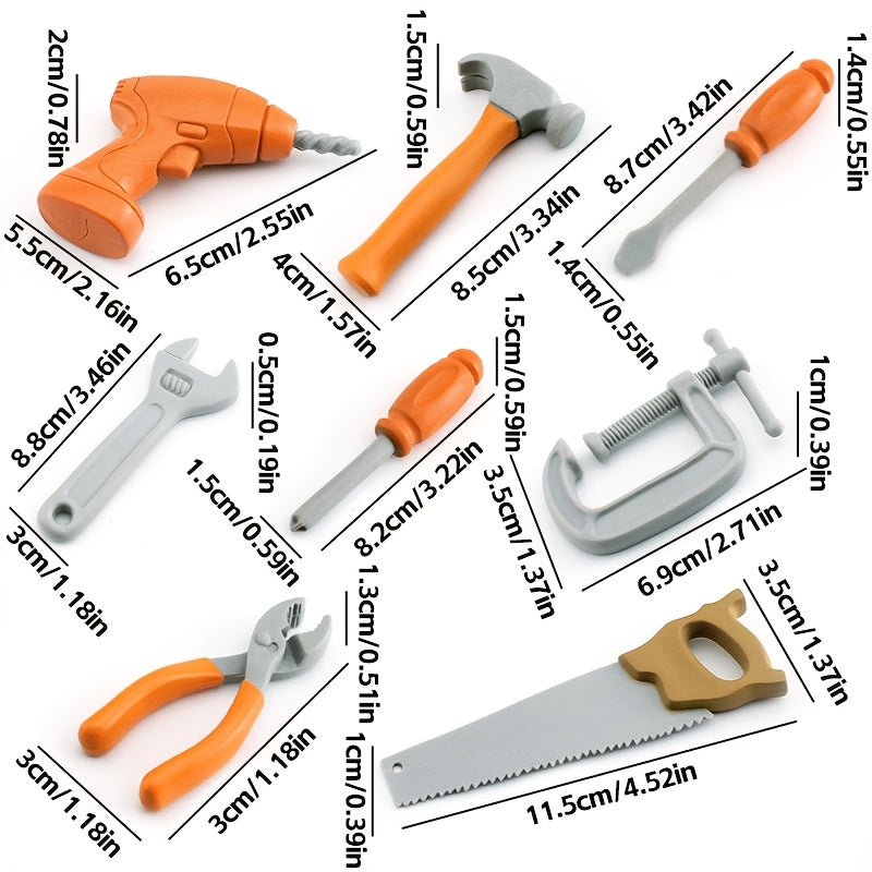 Juego de Herramientas en Miniatura de 8 Piezas para Manualidades DIY - Incluye Taladro, Martillo, Destornillador, Llave, Alicates y Sierra - Perfecto para Modelismo, Artesanías y Proyectos Creativos - Decoración Versátil para Interiores/Exteriores