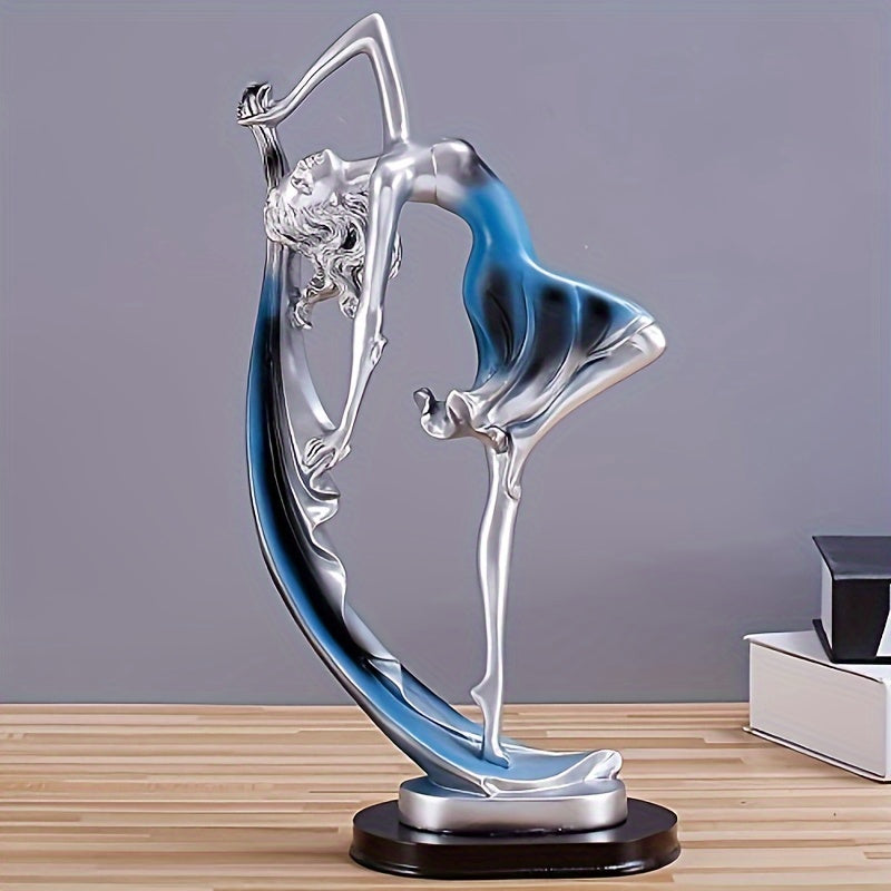 Estatua de Bailarina de Ballet 1 pieza - Escultura de Resina Hecha a Mano con Posición Compleja de Bailarina, Decoración para Interiores/Exteriores en Sala de Estar, Dormitorio, Oficina, Estante, Escritorio - Pieza Central Elegante