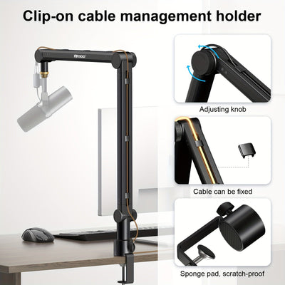 Soporte de Micrófono de Brazo RODD AK-48 para Trabajo Pesado - Soportes para Podcasts, Grabación y Juegos - Carga Máxima 1.9kg, Altura Ajustable, Construcción Duradera, Eid Al-Adha Mubarak