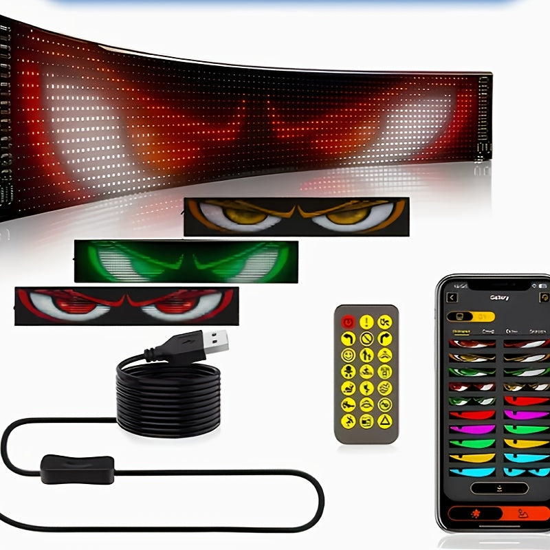 Pantalla de Exhibición Enrollable LED Flexible con Control Remoto - Doble, Cambio de Colores, Controlada por Aplicación para Uso Interior/Exterior - Ideal para Publicidad, Eventos y Fiestas - Alimentado por USB, Ahorro de Energía, Luces LED Multicolor, D