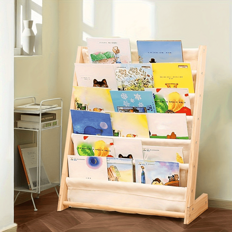 Estantería de Madera de Pino de 7 Niveles para Ahorrar Espacio - Estante de Exhibición de Fácil Acceso para Dormitorio, Sala de Juegos y Aula, Estantes Utilitarios