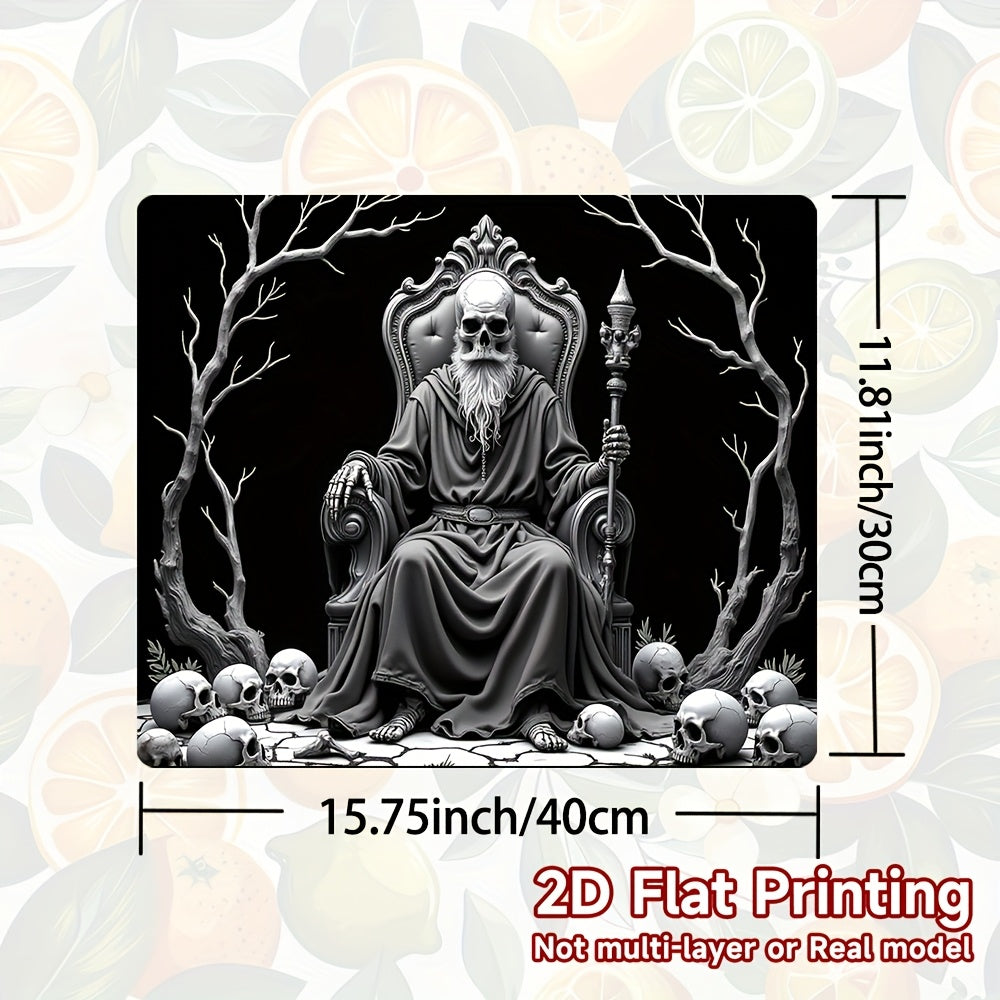 1pc Protector de Cocina Esqueleto de Halloween - Alfombrilla Gótica para Placas de Gas/Inducción, Lavadoras y Secadoras, Decoración Espeluznante para Fiestas de Halloween y Hogar Todo el Año, Diseño Plano 2D, Fácil de Limpiar, Estética Macabra, y Blanco