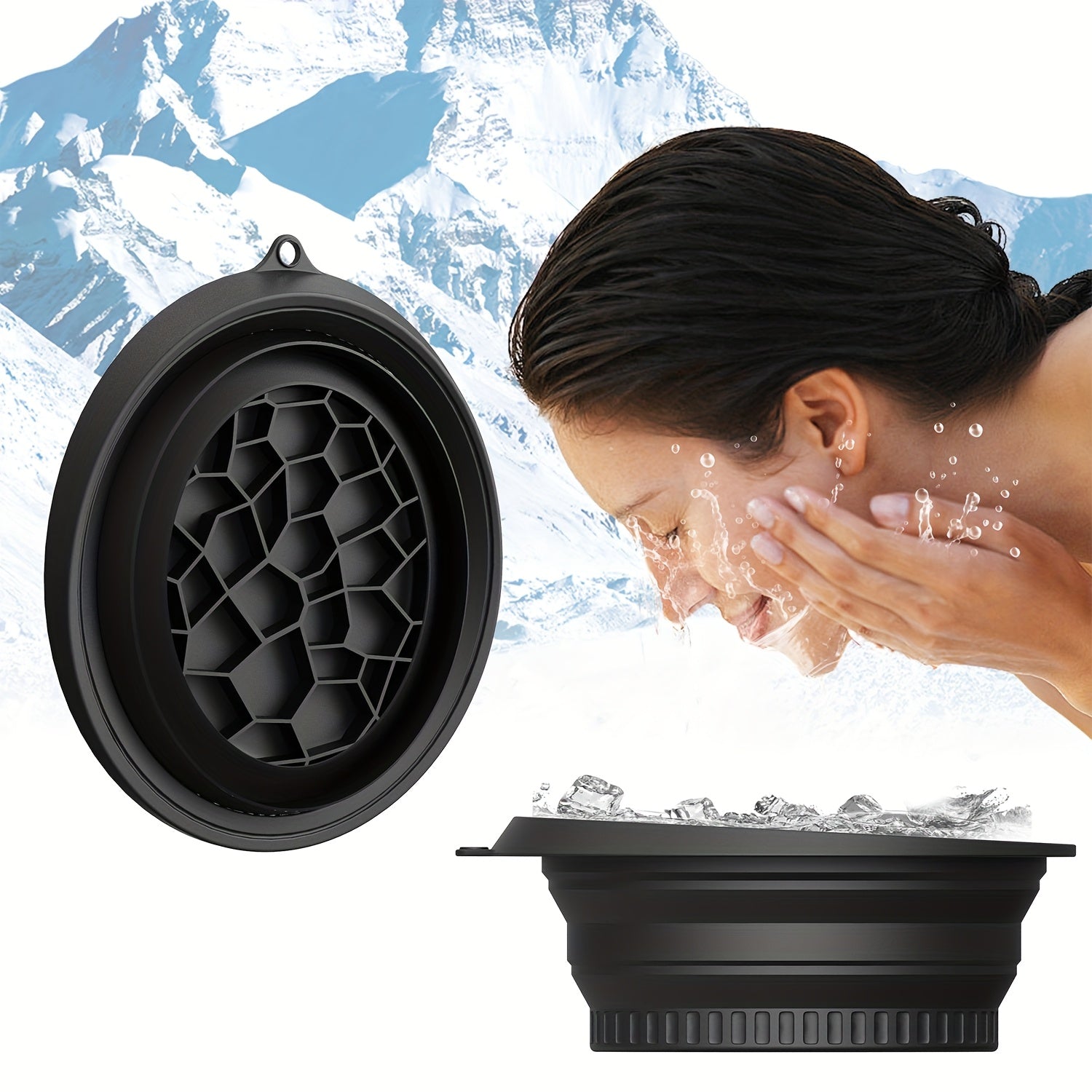 Cuenco de Baño Frío Plegable de Silicona - Tazón Colapsible para Spa Facial, Manos y Uñas - Recipiente Portátil para Remojo Relajante en Agua Fría con Base Antideslizante, Fácil de Limpiar, Ideal para Viajes, Herramienta Duradera para Cuidado de la Piel