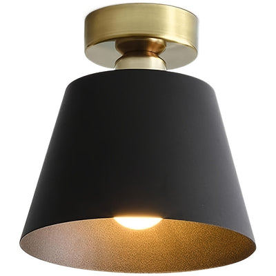 Linterna Semi Empotrada de Estilo Moderno de Mediados de Siglo - Metal con Acabado en Latón Antiguo, Lámpara Industrial para Pasillo, Baño y Entrada - Base E26/E27 (Bombillas No Incluidas), Accesorio Vintage, Herrajes Premium, Iluminación para Interiores