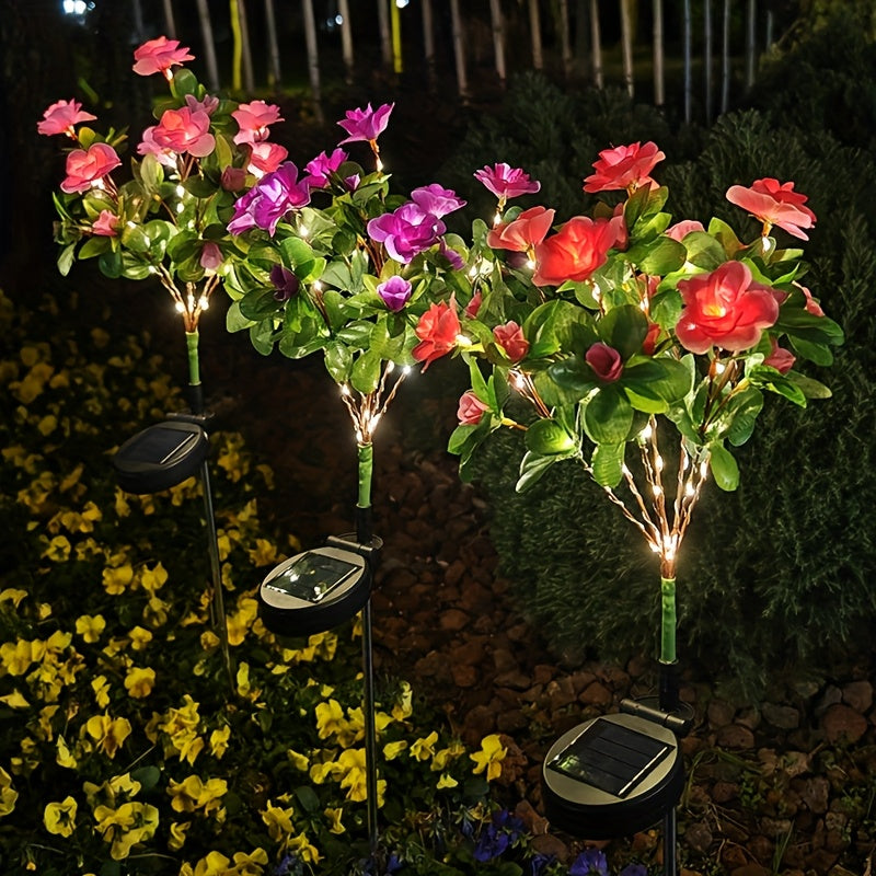 1pc Lámpara Solar de Rododendro, Luz Festiva de Color Cálido para Jardín, Decoración LED Solar para Patio y Exteriores, Regalo de Jardinería para Mujeres o Madres