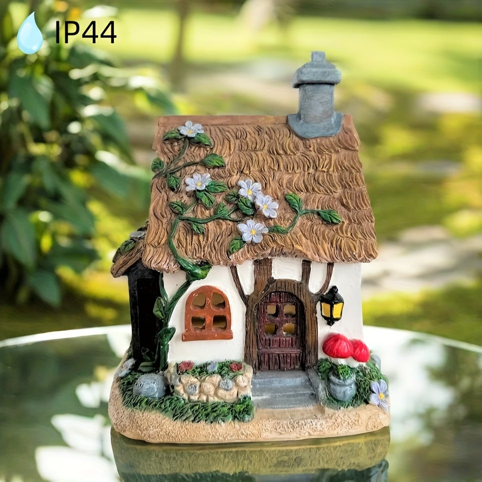 Lámpara solar de resina para jardín, encantadora decoración exterior con glicinas y farol, ideal para patios, balcones, escritorios y regalos, iluminación decorativa para jardín | Luz decorativa exterior | Lámpara solar, decoración para jardín