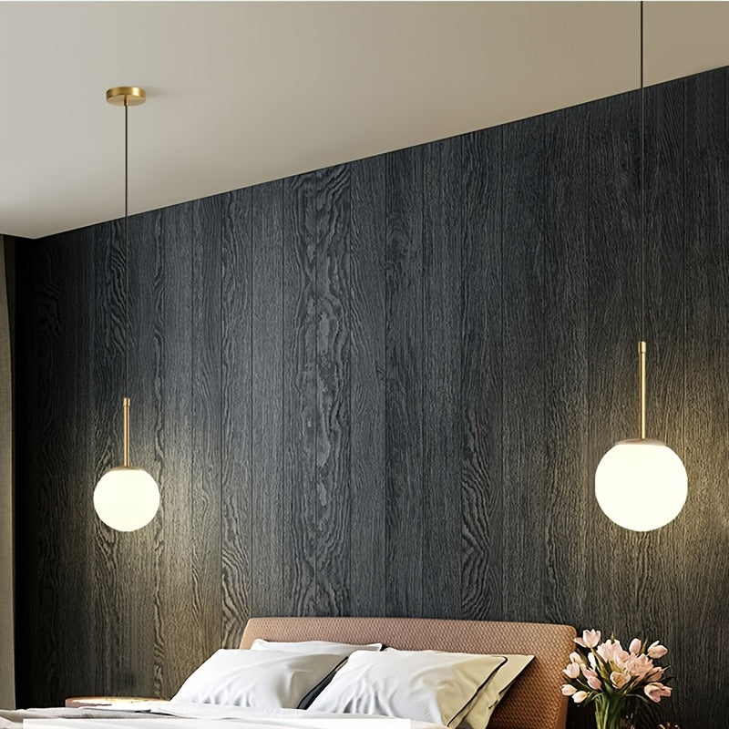 Lámpara colgante moderna estilo nórdico con pantalla de bola dorada, diseño minimalista elegante, cabezal individual, perfecta para interiores modernos o como luz de noche, decoración para habitación