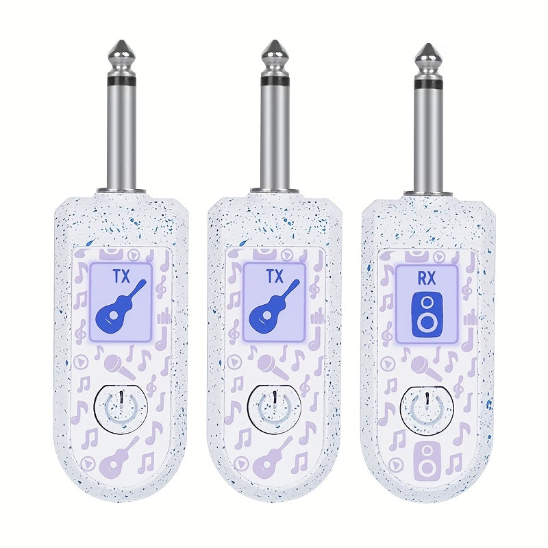 YAMNWEO Sistema sin varillas de Guitarra 2.4GHz XLR - Audio en Tiempo Real 48K/16bit, Batería Recargable y Alimentación USB, Compatible con Guitarra Eléctrica, Bajo, Saxofón - Blanco, Transmisión para Instrumentos Musicales, Diseño Elegante del Transmiso