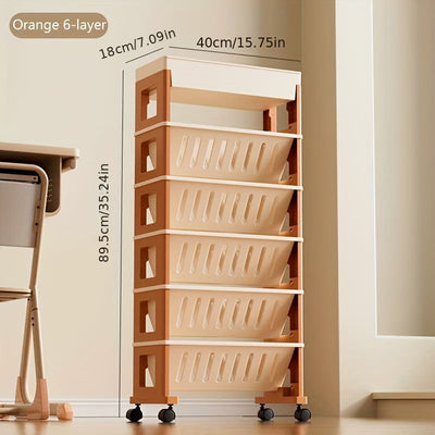1 Pieza, Estante De Almacenamiento Rodante Moderno De 1 Nivel, Estante De Plástico Para Libros Para Escritorio, Dormitorio, Organizador Multiusos, Estante Portátil Para Libros