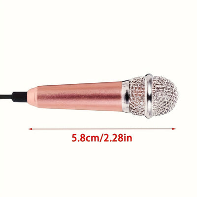 Micrófono mini portátil con conector de 3.5 mm, compatible con celulares, computadoras, laptops, tabletas, ideal para grabación, entrevistas, karaoke, juegos, videollamadas y transmisiones en vivo