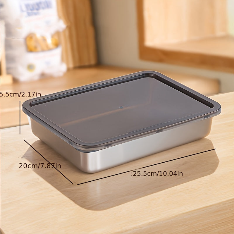 Juego de Contenedores para Alimentos de Acero Inoxidable - Herméticos, Libres de BPA, Apto para Microondas y Nevera, Resistente a Roturas, Organizador Rectangular Multiusos para Cocina y Despensa