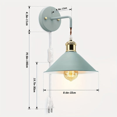 2 piezas de apliques de pared modernos con cable enchufable de encendido/apagado - Lámpara E26 Edison, acabado metálico esmerilado para decoración de dormitorio y baño (bombilla no incluida), luces de tocador, cuerpo pintado