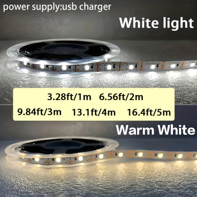 Tira de luces LED con sensor de barrido manual, 2m/5m/10m enrollable para iluminación de armarios, alimentada por USB, 5V, ≤36V, control por gestos, LED de doble cara para decoración del hogar y la cocina, no requiere pilas.