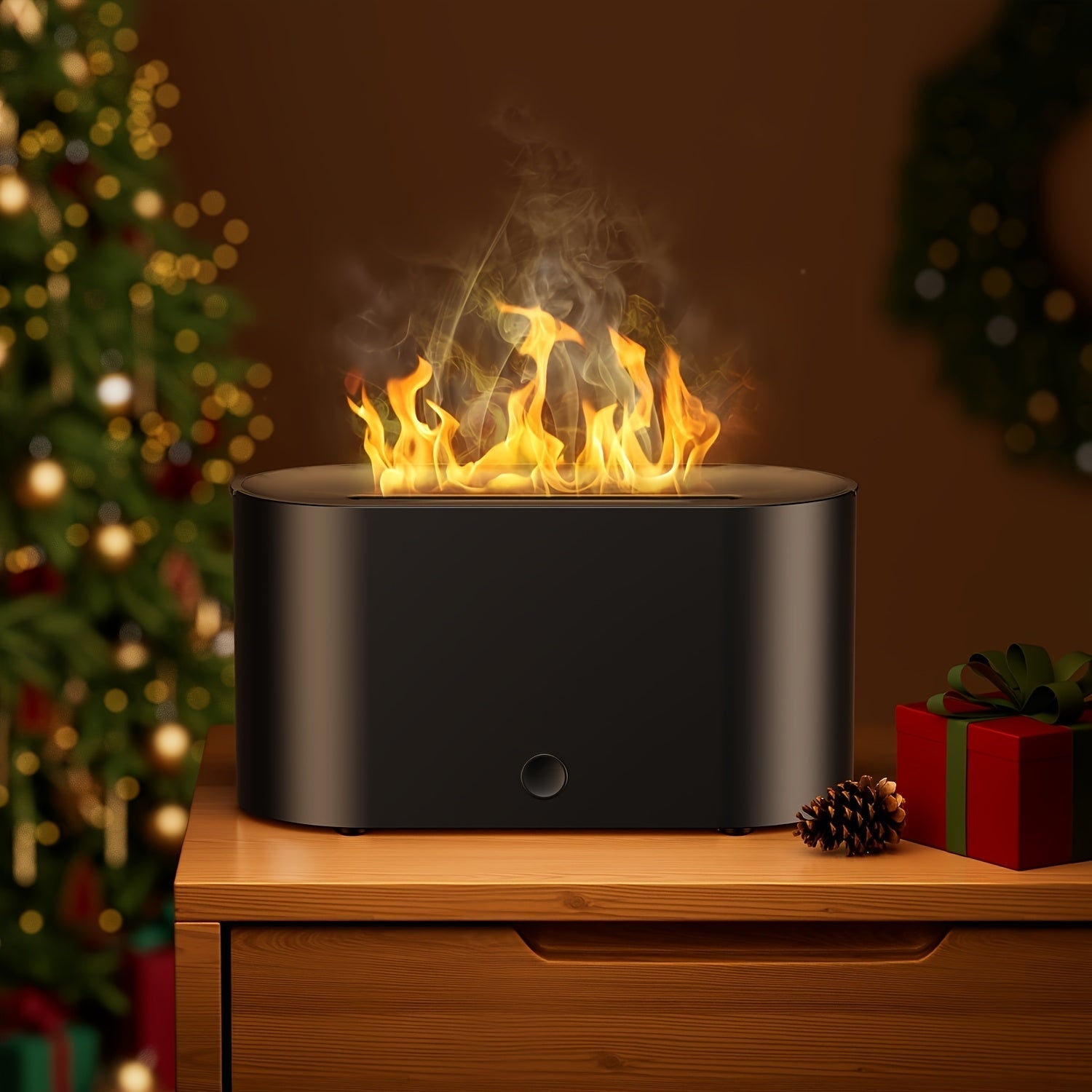 1pieza Diseño en forma de llama, humidificador, aceite esencial puede ser utilizado como difusor de fragancia de aire, humidificador de llama simulada, humidificador, para dormitorio nocturno, adecuado para iluminación doméstica y ambiental