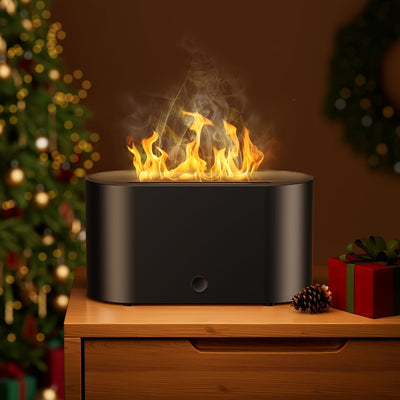 1pieza Diseño en forma de llama, humidificador, aceite esencial puede ser utilizado como difusor de fragancia de aire, humidificador de llama simulada, humidificador, para dormitorio nocturno, adecuado para iluminación doméstica y ambiental