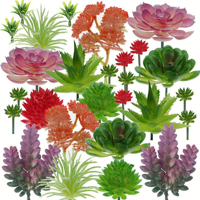 Combinación de 27 piezas de mini suculentas DIY, muebles de exhibición para cocina y sala de estar, decoración creativa interior y exterior, planta verde bonsái para primavera, otoño, Festival de Acción de Gracias y Cosecha