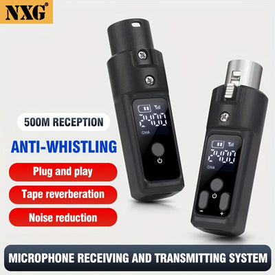 1pc Sistema de Transmisor y Receptor de Micrófono Inalámbrico NXG, Largo Alcance de 2.4GHz, Anti-Silbido, Reducción de Ruido, Alimentado por USB, Conector XLR, para Micrófonos Condensadores y Dinámicos, Mezcladores, Amplificadores de Instrumentos, Altavo