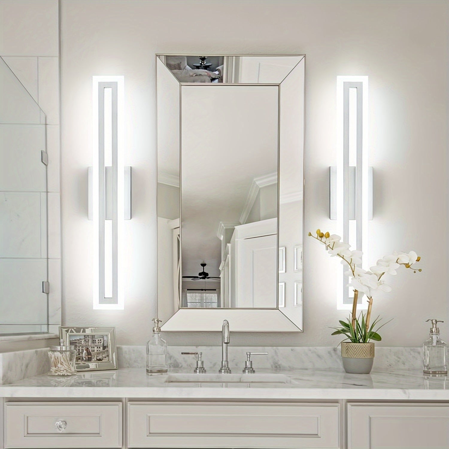 [Luces LED 24In/60cm de Níquel] Luces de Baño LED de 24In/60cm en Níquel Cepillado - Luces de Tocador Sobre Espejo Luz de Pared - 6000K