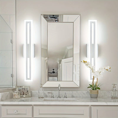 [Luces LED 24In/60cm de Níquel] Luces de Baño LED de 24In/60cm en Níquel Cepillado - Luces de Tocador Sobre Espejo Luz de Pared - 6000K